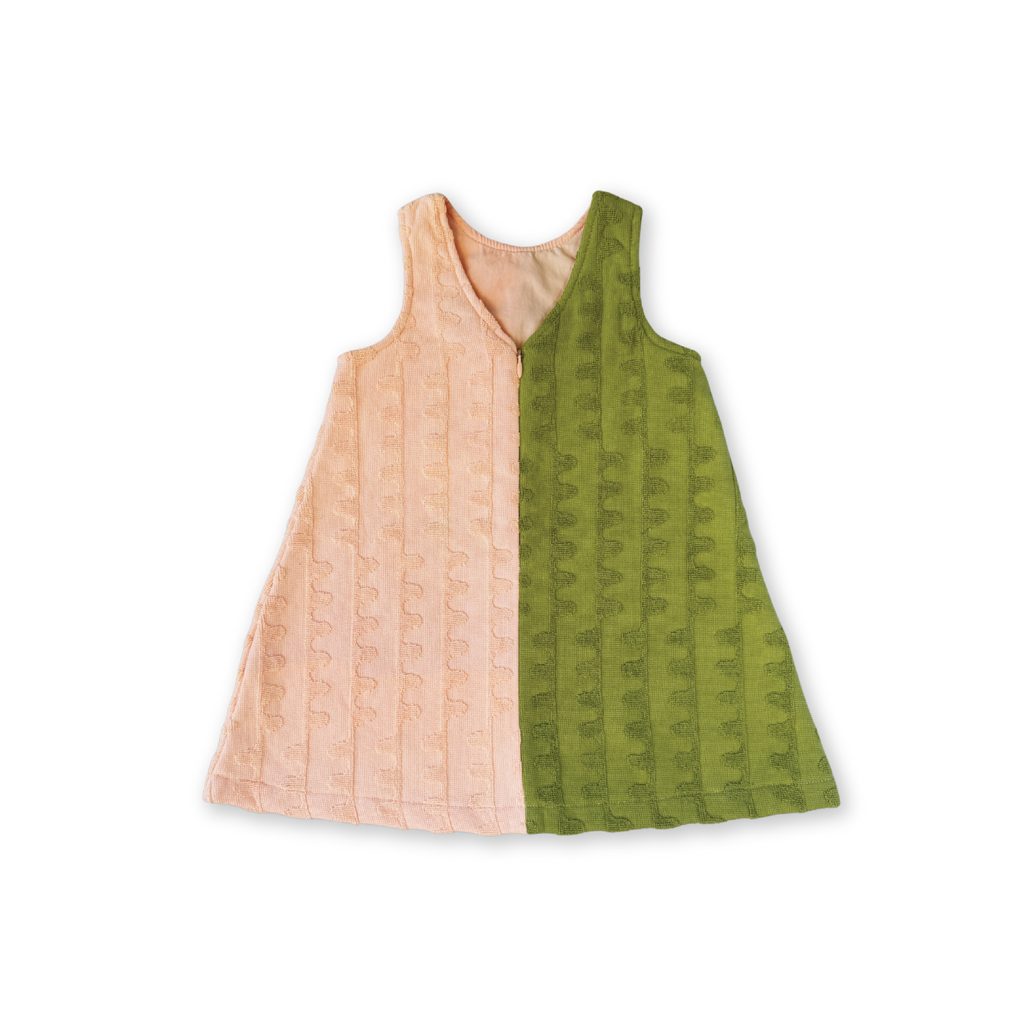 Terry Towelling Flow Dress - Leaf/Peachy