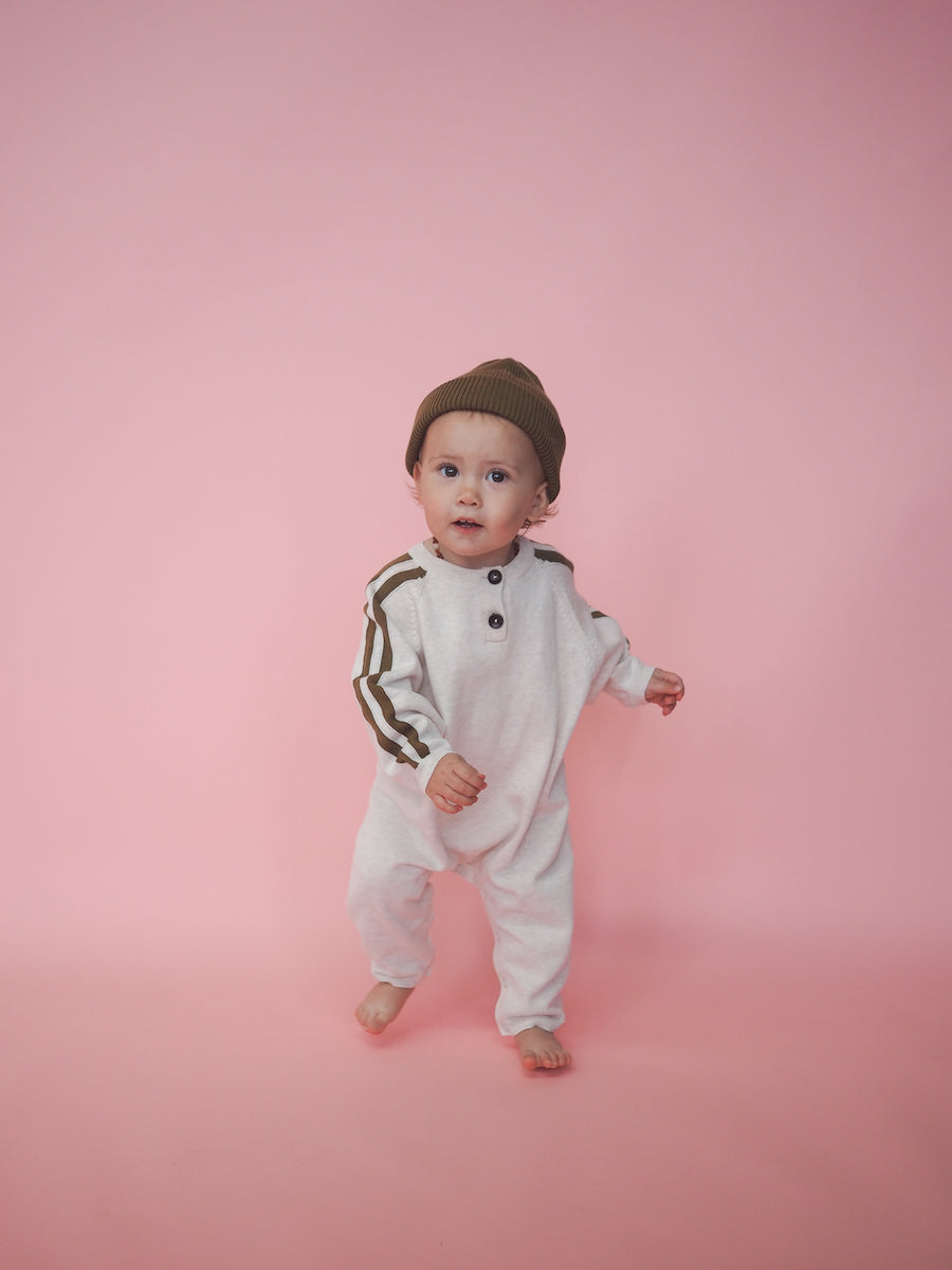 Stripe Sleeve Starsuit - Coconut