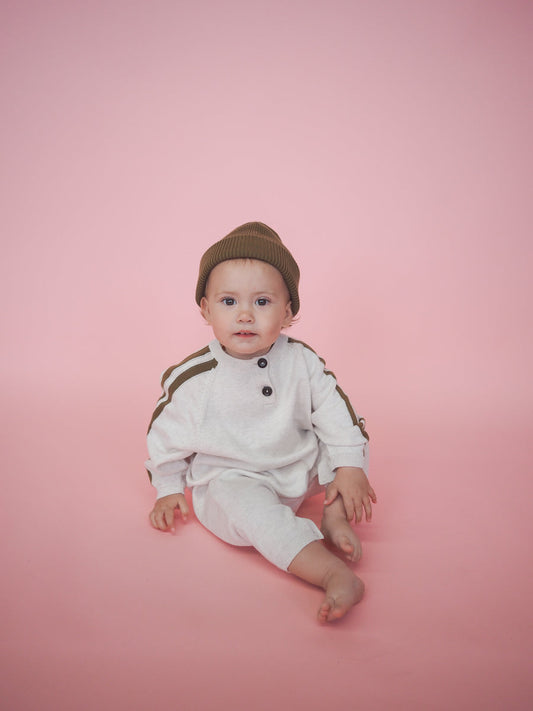 Stripe Sleeve Starsuit - Coconut