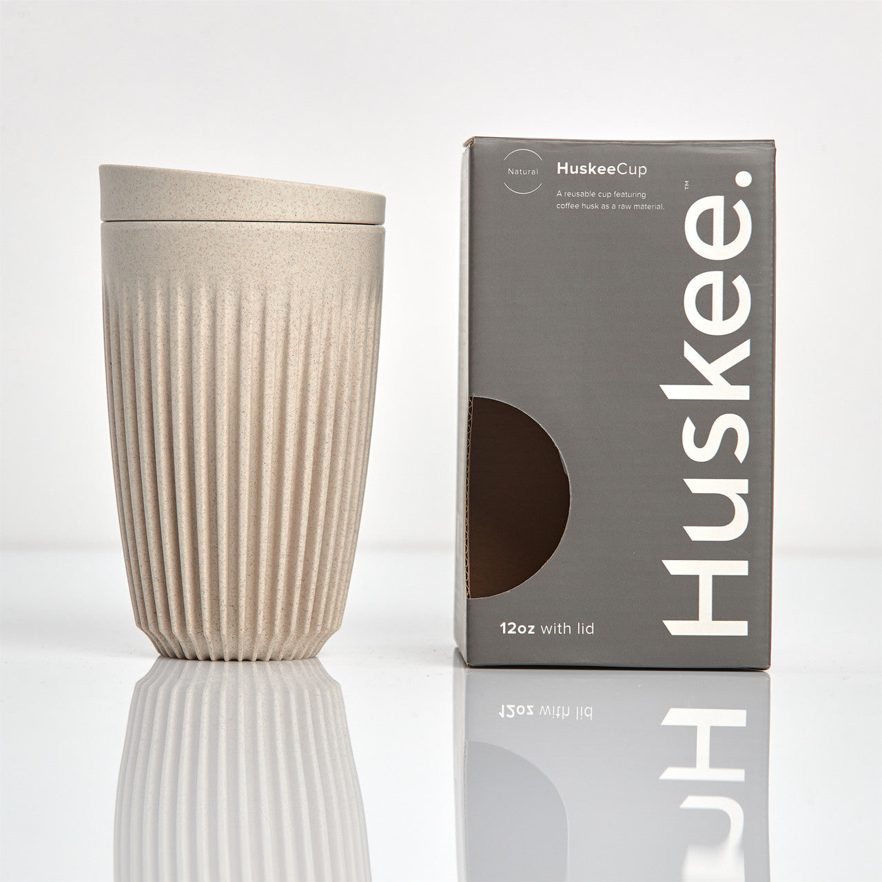 Huskee Cup and Lid combo - 12oz Natural